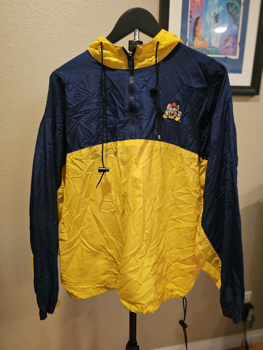 Chuck E. Cheese Augusta Sportswear Yellow and Navy Windbreaker Pullover